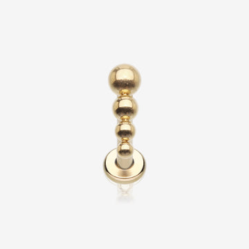 Implant Grade Titanium Golden Cascading Beaded Ball Top Internally Threaded Labret Flat Back Stud
